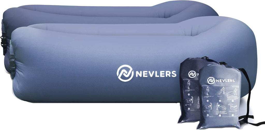 2 Pack Inflatable Loungers with Side Pockets and Travel Bags W97231
