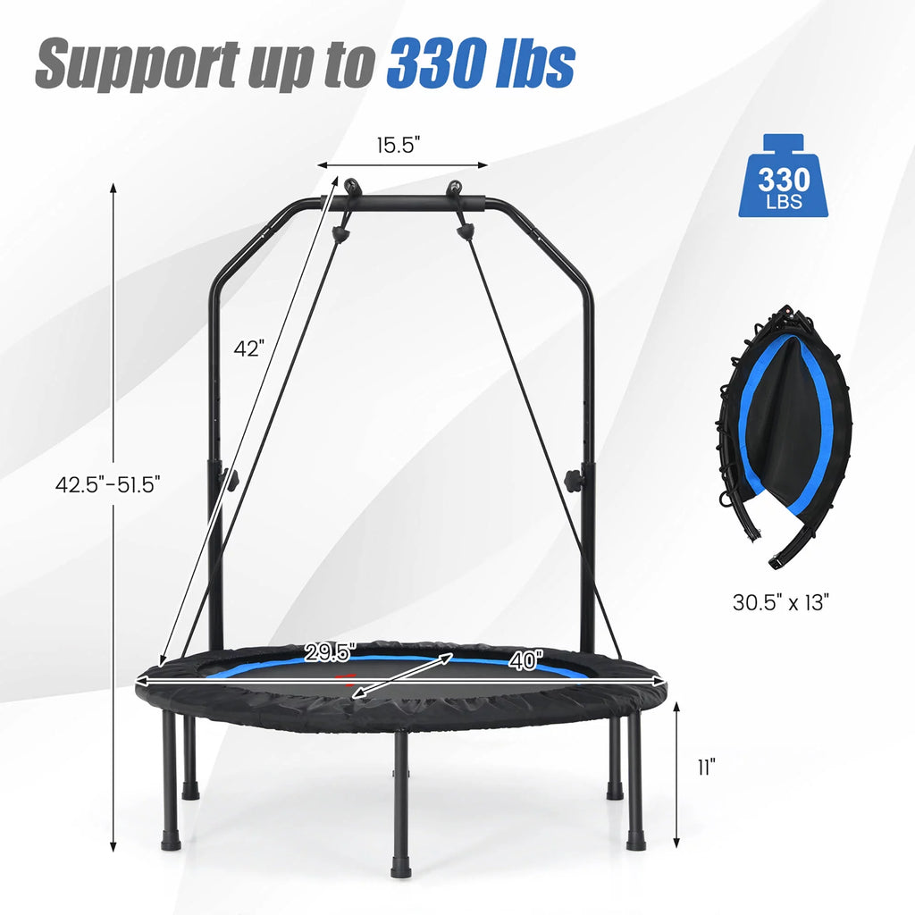 40'' Foldable Trampoline Rebounder with Resistance Bands P484