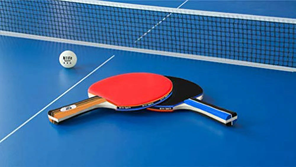 4 Professional Table Tennis Rackets, Retractable Net, 6 Balls, Carry Case E28453