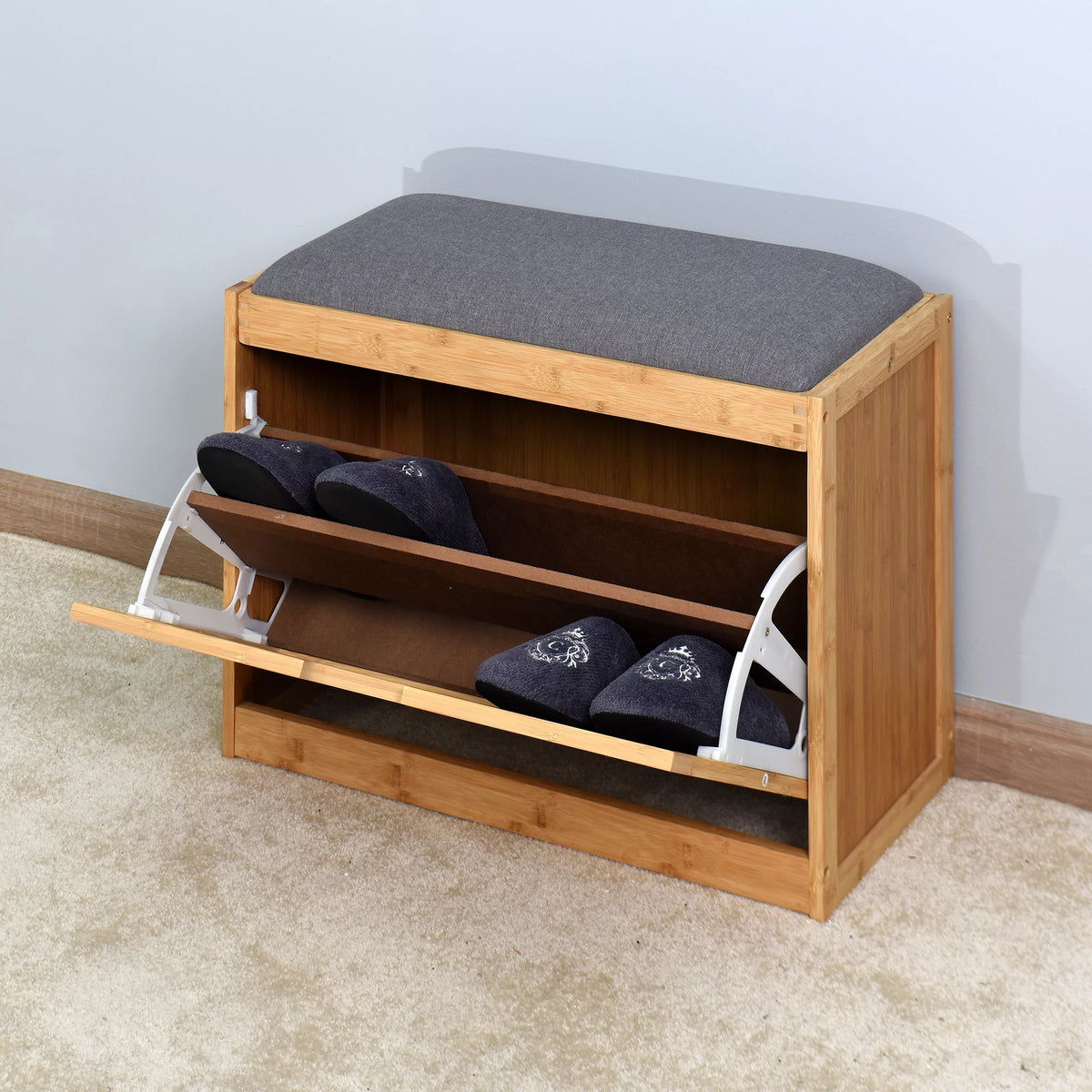 Narrow 2 Tier Bamboo Storage Bench Y51571