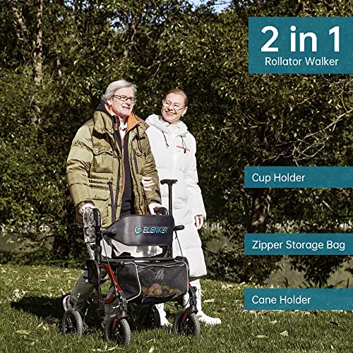 Blue 2 in 1 Rollator Walker & Transport Chair with 10” Non-Pneumatic Wheels I470430