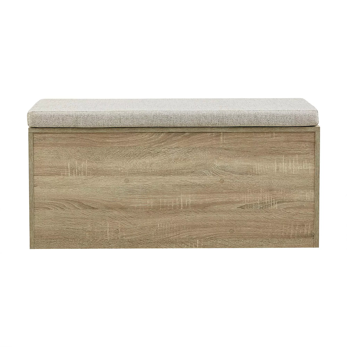 3 Cube Gray Wood Storage Bench with Upholstered Seat Cushion V517829
