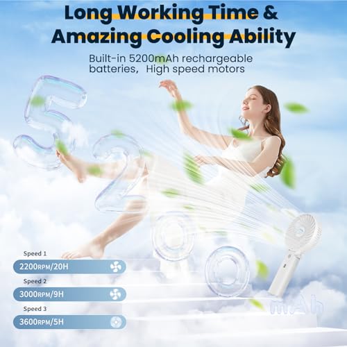 5200mAh Rechargeable Portable Handheld Fan W8416