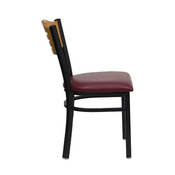 Black Slat Back Metal Restaurant Chair with Wood Back H600