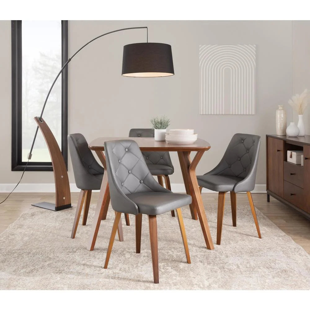 Grey Faux Leather Walnut Wood Dining Chair Set of 2 M864