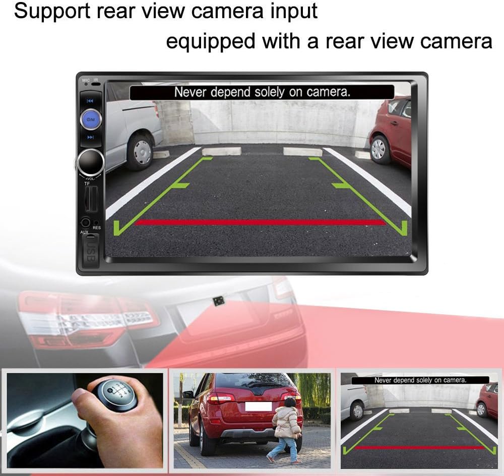 Double Din 7 Touchscreen Car Stereo with Bluetooth FM AM Radio MP3 USB AUX Rear View Camera H666945
