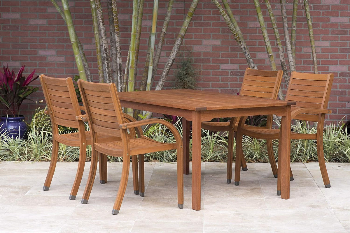 5 Piece Round Eucalyptus Patio Dining Set X37988
