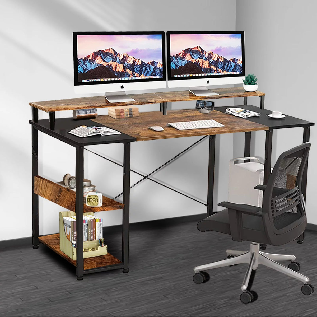 Computer Desk with Monitor Stand & Shelves D8027