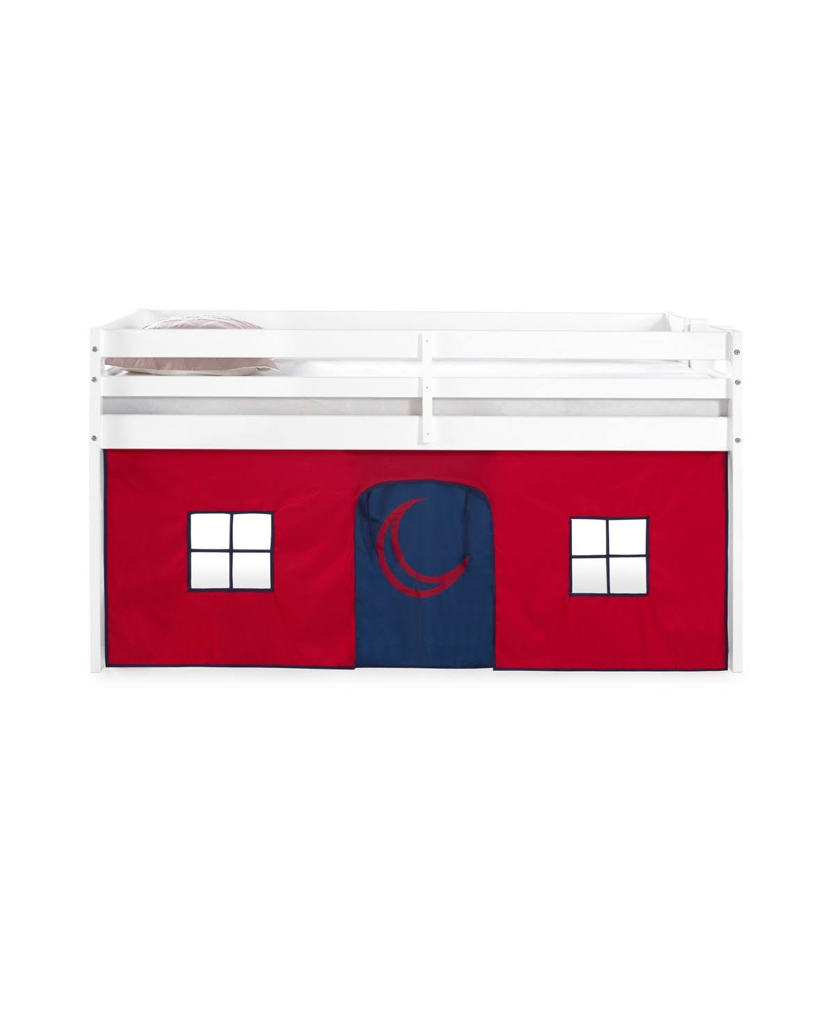 White Twin Junior Loft Bed with Playhouse Tent K243