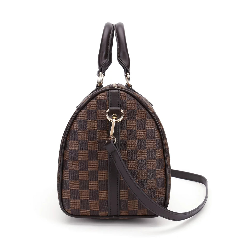 Checkered Crossbody Bag with Inner Pouch L1082
