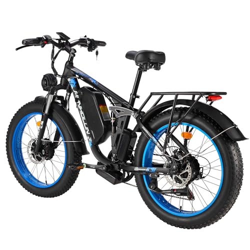 3000W Peak Fat-Tire Dual Motor Electric-Bicycle 52V 25AH Battery 38MPH Full Suspension 24 Inch Ebike E39646