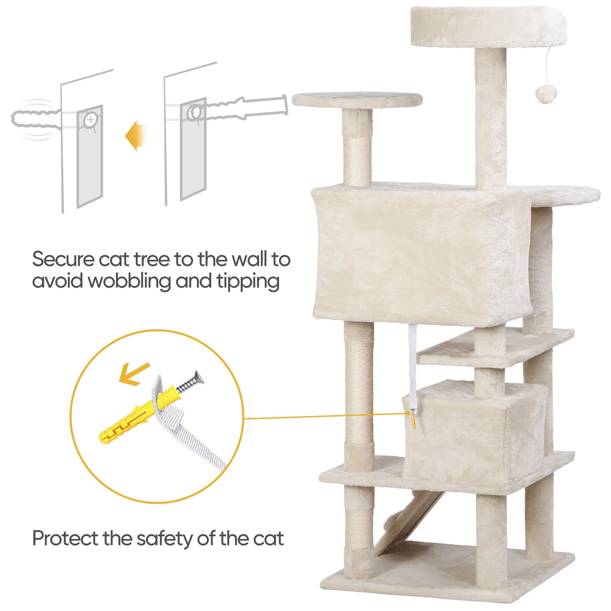53" Cat Tree Tower with Scratching Board U8332