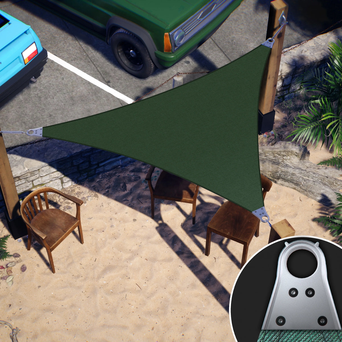 Green Right Triangle Sun Shade Sail Canopy Awning Y836365
