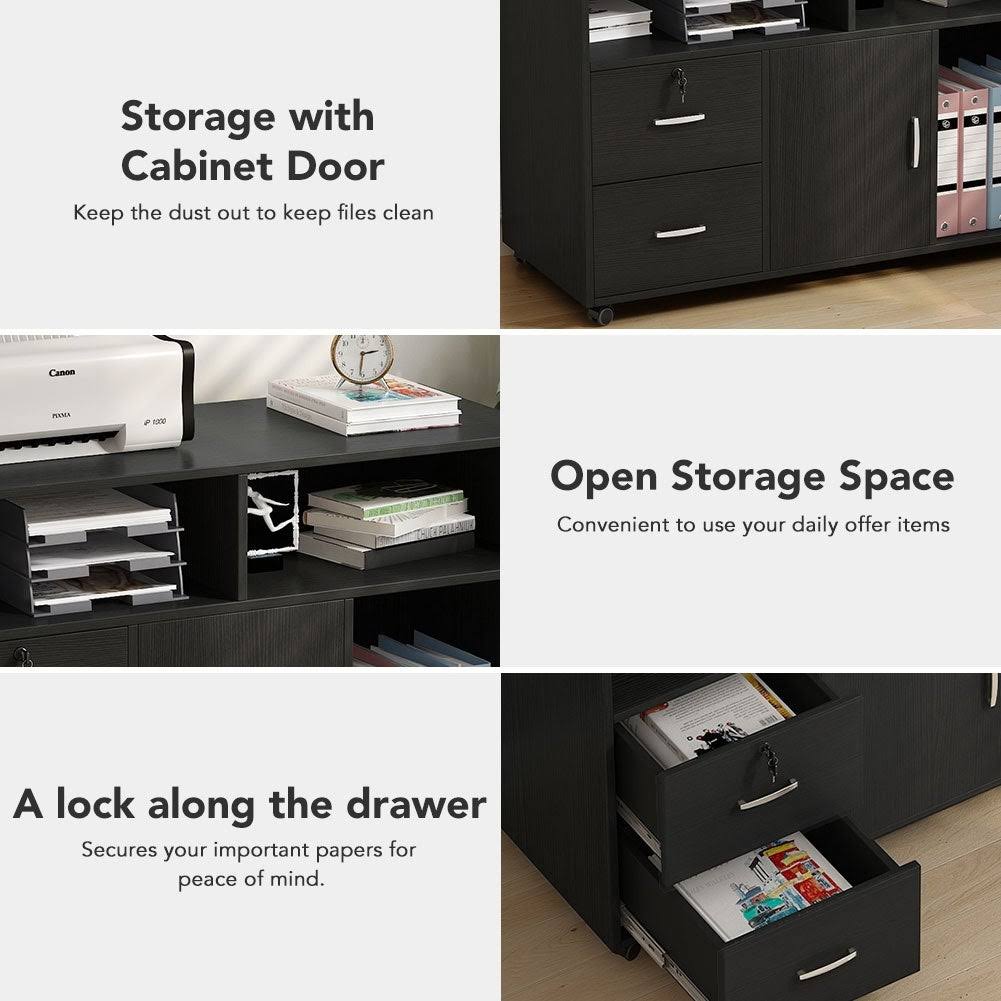 Black & White 2 Drawer Mobile File Lateral Cabinet B855392