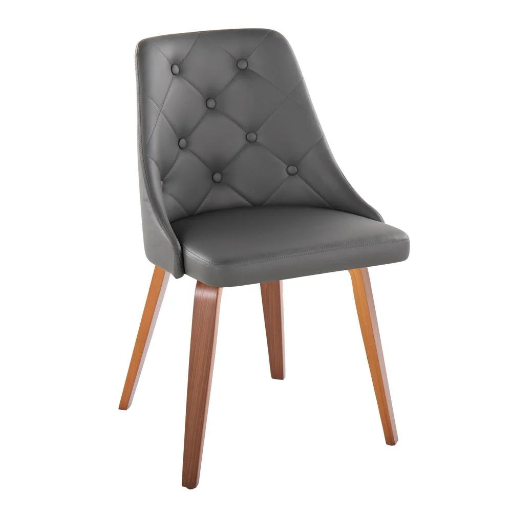 Grey Faux Leather Walnut Wood Dining Chair Set of 2 M864