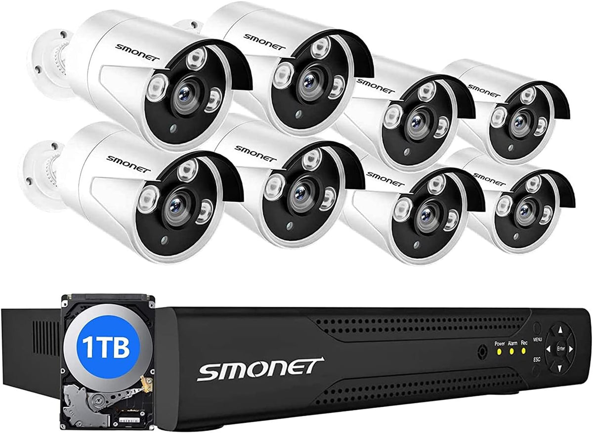 3MP Wireless Security Camera System with Audio, 8CH NVR Kits, 4pcs Indoor Outdoor WiFi IP Cameras, Night Vision C6429