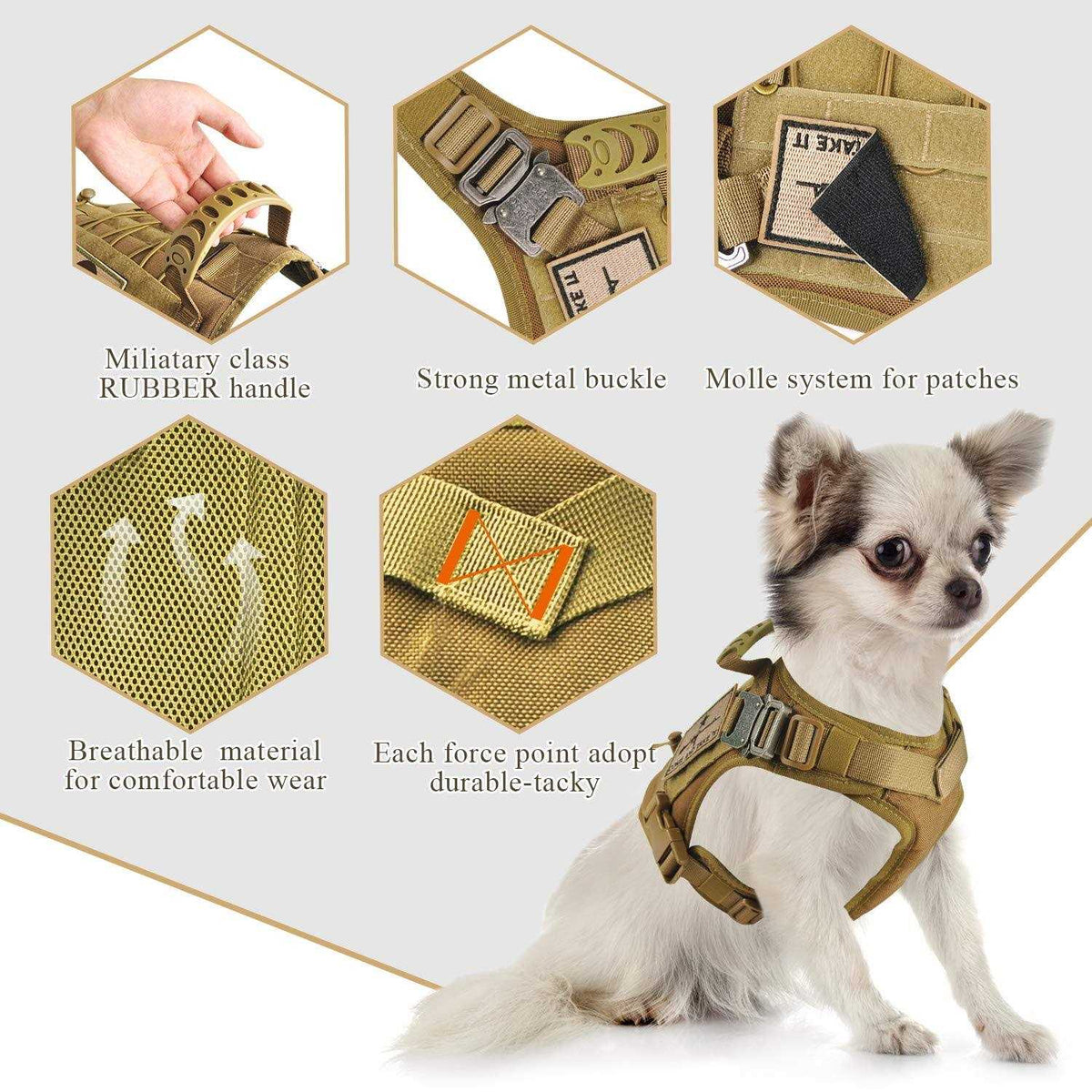 Tactical Service Dog Vest Harness with Rubber Handle & Metal C85127