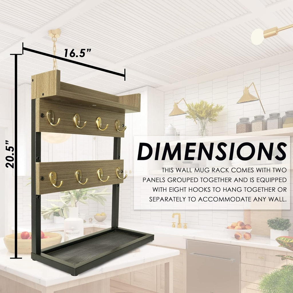 Wall Mounted 2-Tier Coffee Mug Rack V8403