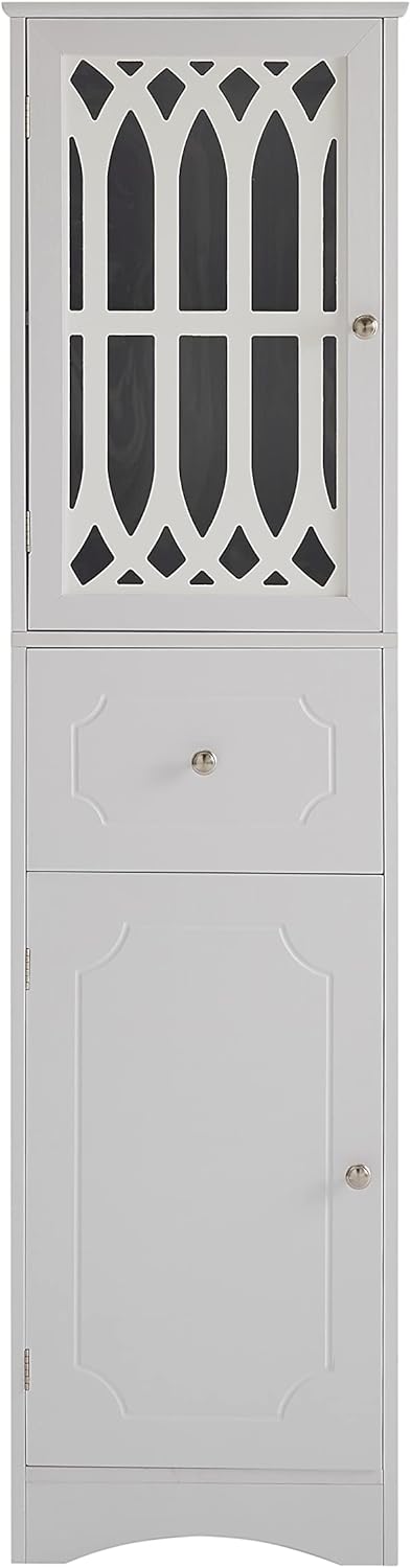 White 16.5" L x 14.2" W x 63.8" H Bathroom Storage Cabinet O78535