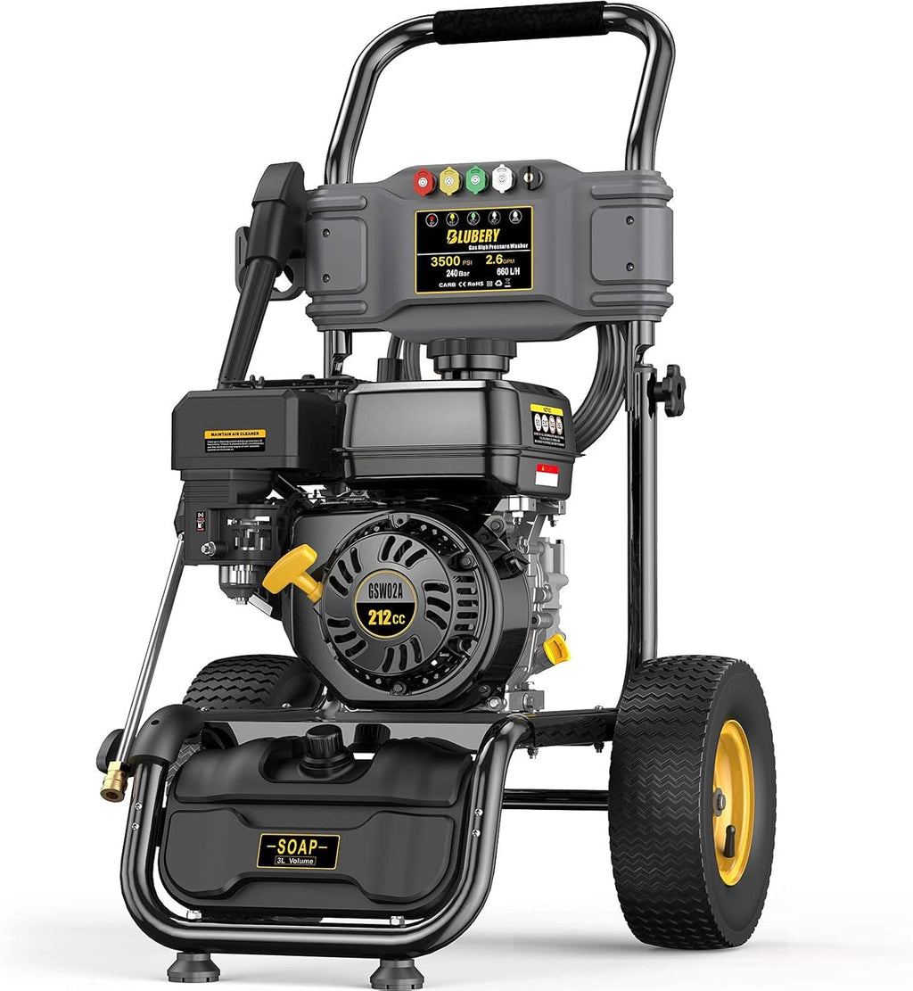3500PSI Gas Pressure Washer 2.6GPM 212CC Power Washer with 50FT Hose and 5 Adjustable Nozzles K32035