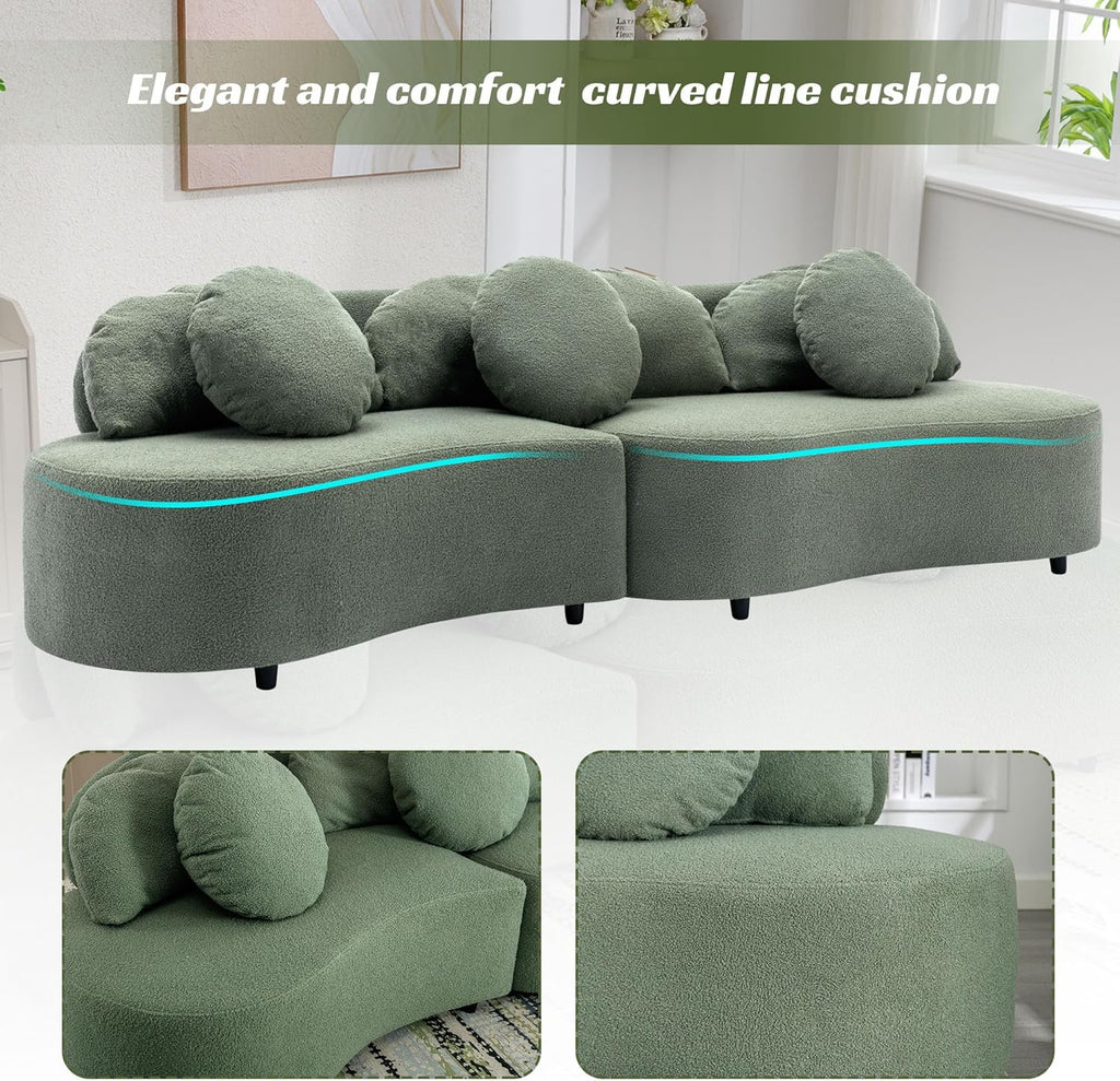 Green Velvet Curved Sectional Sofa I213