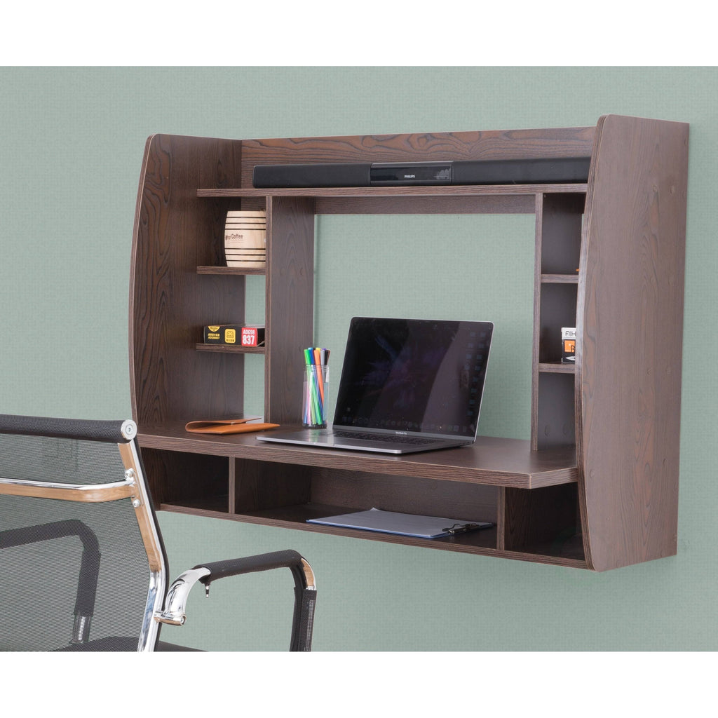 Wall-Mounted Laptop Desk with Shelves L36426