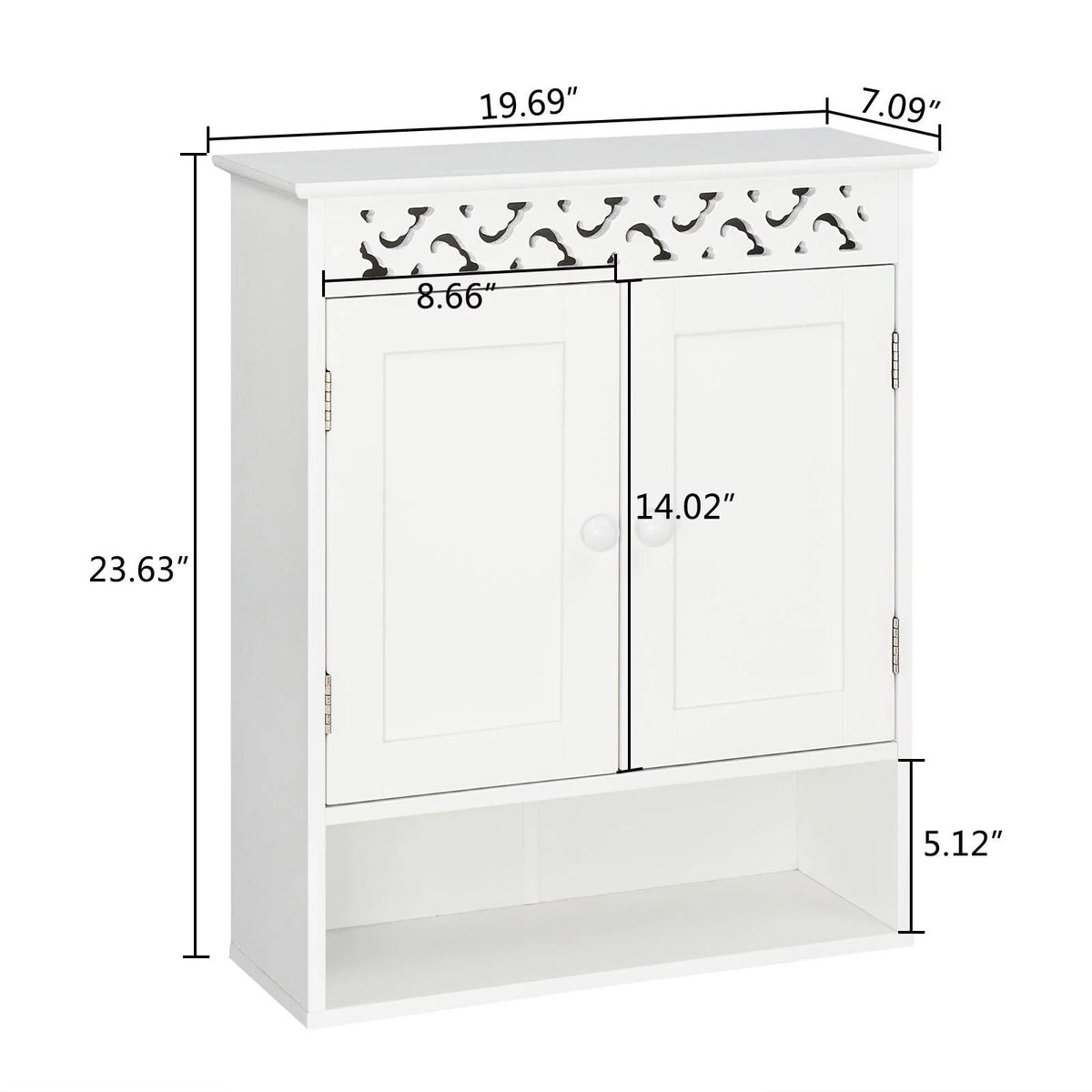 Wall Mounted Medicine Cabinet with Double Doors and Open Shelf C474971