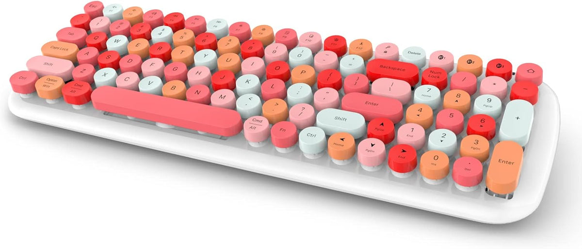 Retro Typewriter Wireless Keyboard with Round Keycaps F8926