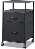 Black 2 Drawer Mobile File Cabinet with Open Storage Shelf X484