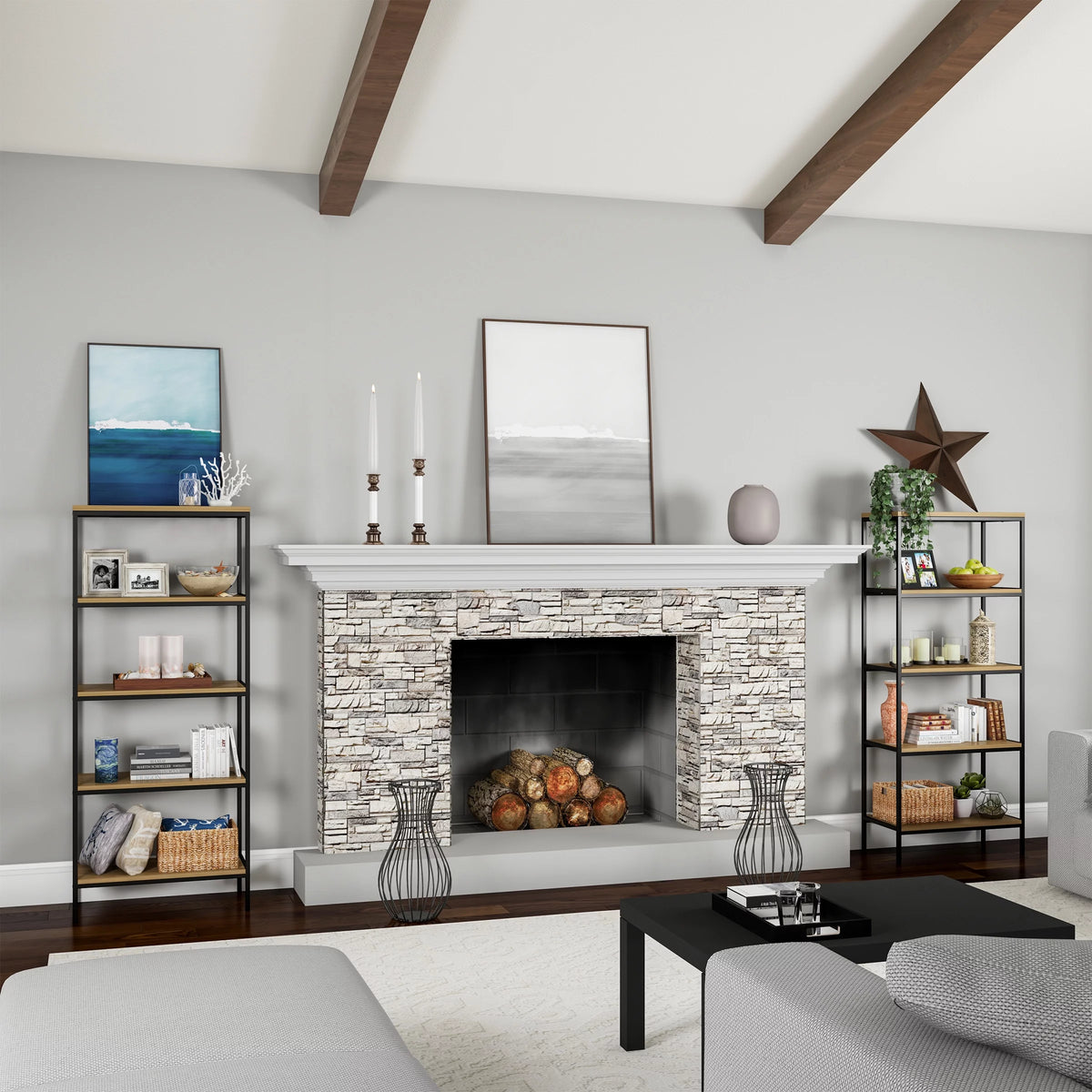 5-Tier Gray Bookshelf E974