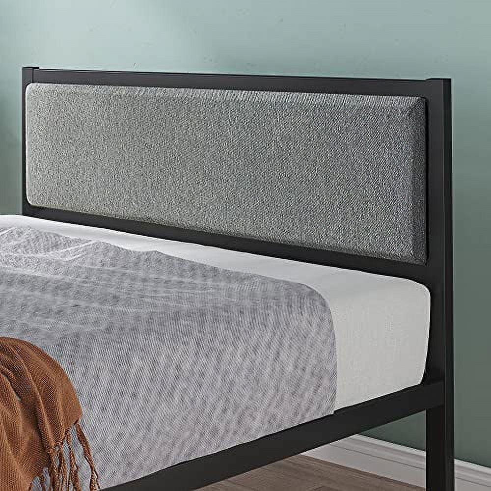 14" Steel Platform Bed Frame with Upholstered Headboard, Twin P615