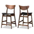 Faux Leather Counter Stool, Set of 2, Black O89548