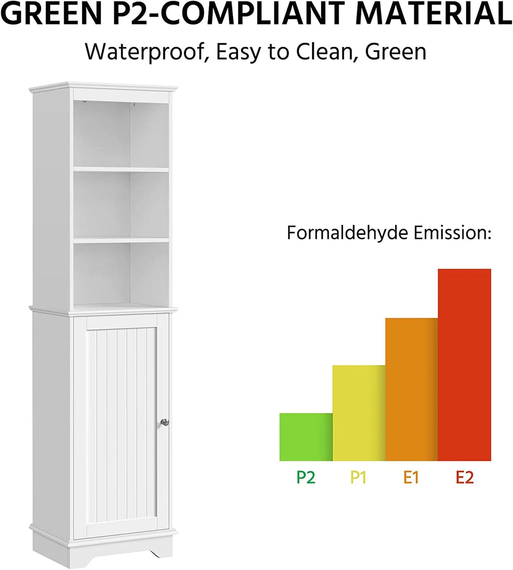 Tall White Bathroom Floor Cabinet with 3 Shelves G3134