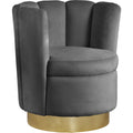 Velvet Upholstered Accent Chair with Gold Steel Swivel Base Y314751
