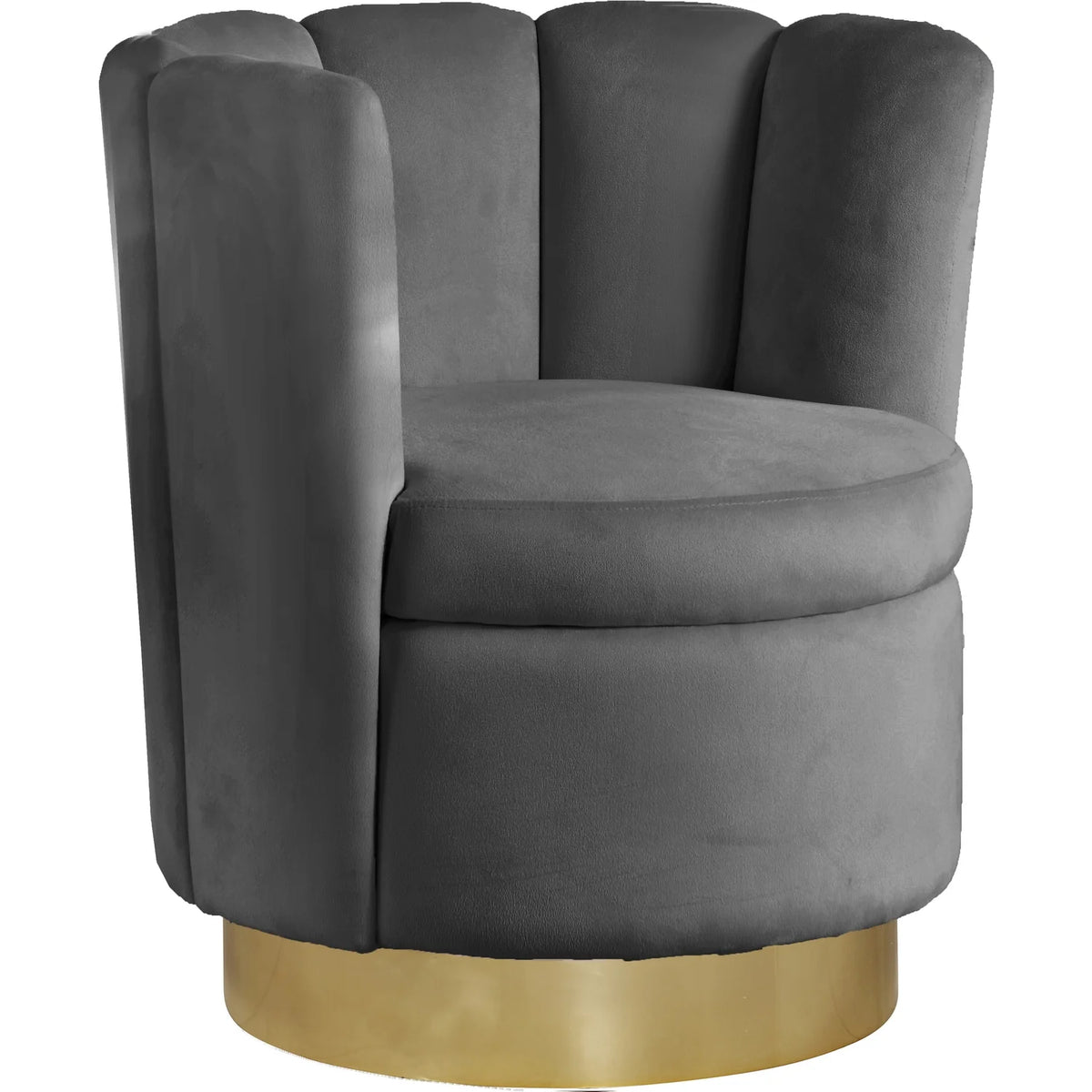 Velvet Upholstered Accent Chair with Gold Steel Swivel Base Y314751