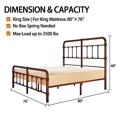 King Size Metal Bed Frame with Headboard N38702