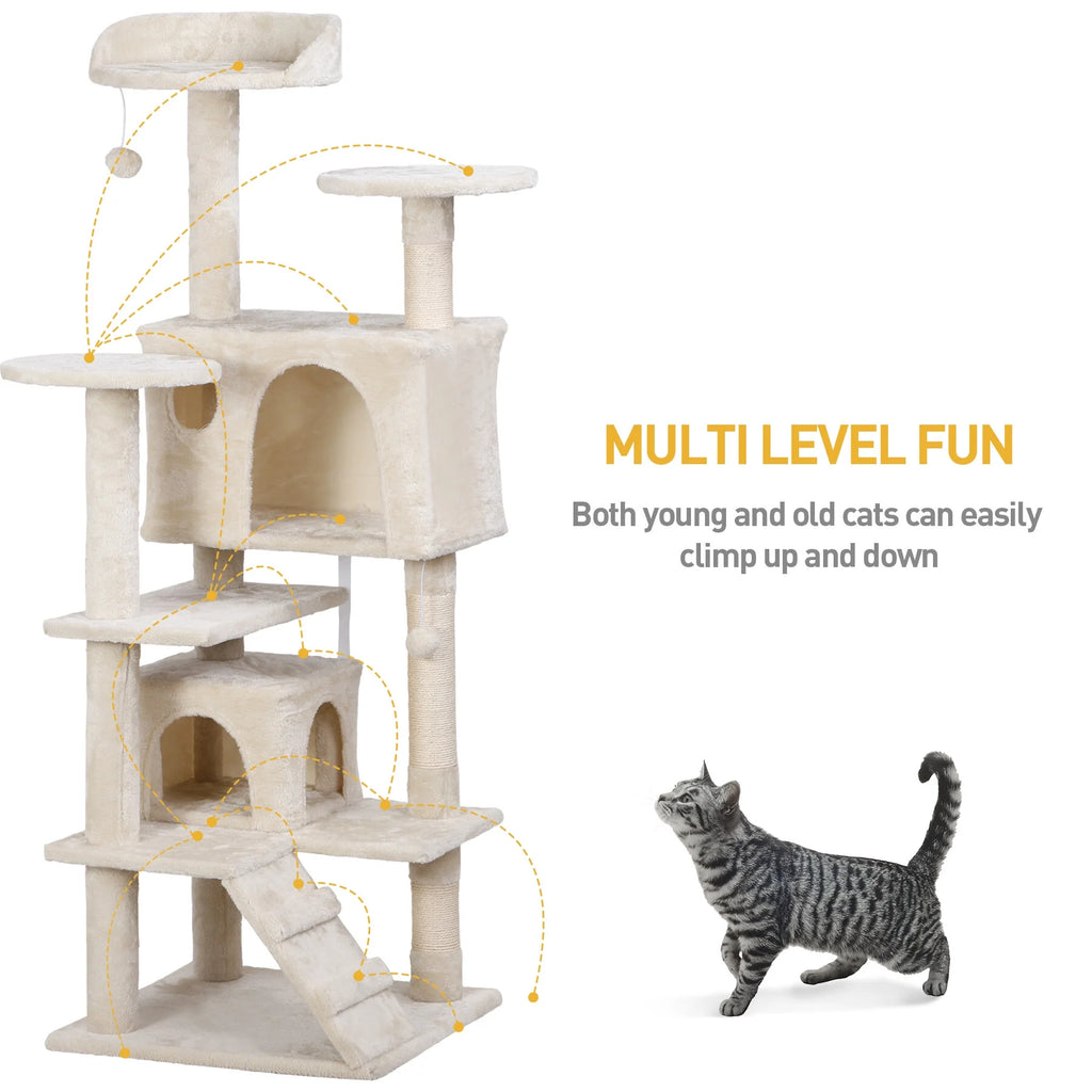53" Cat Tree Tower with Scratching Board U8332
