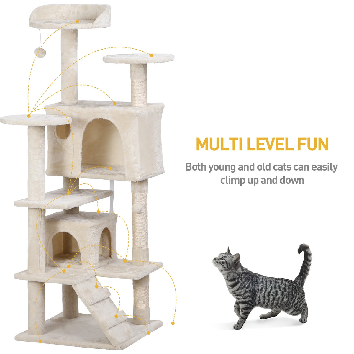 53" Cat Tree Tower with Scratching Board U8332