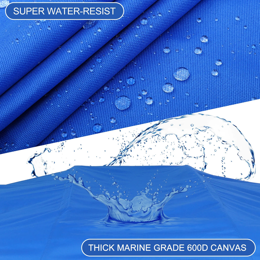 600D 3 Bow 6'L x 46"H x 67"-72"W Bimini Top Canvas Cover with Detachable Side Blocks Storage Blue X85560