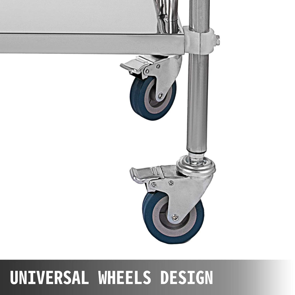 Stainless Steel Utility Cart with 2 Shelves and 1 Drawer T7859