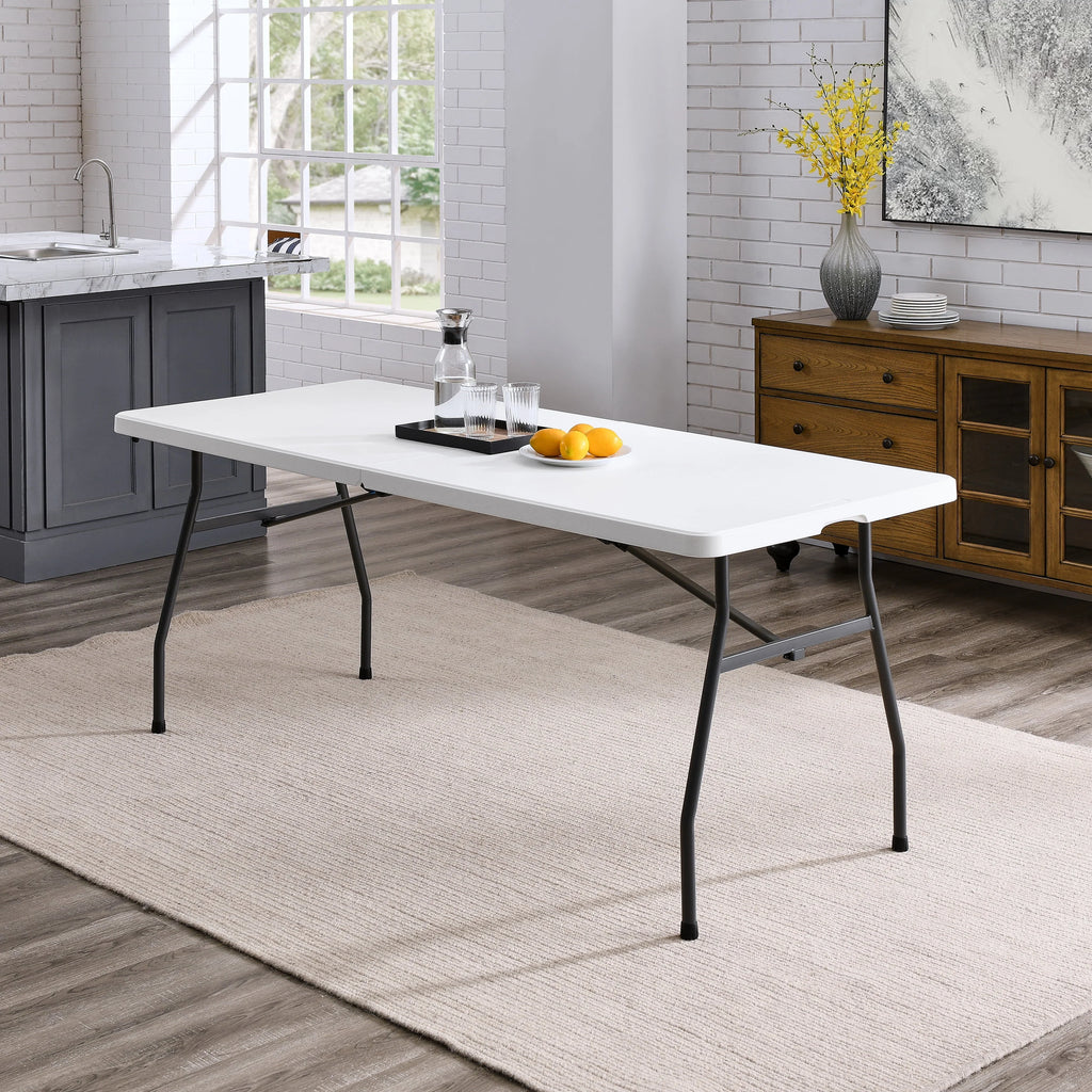 White 6 Foot Fold-in-Half Plastic Table E824026