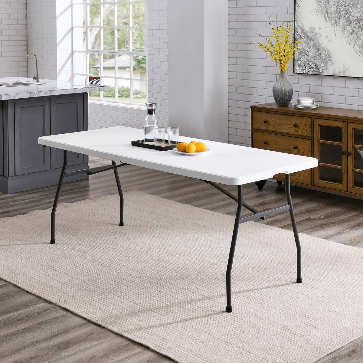 White 6 Foot Fold-in-Half Plastic Table E824026