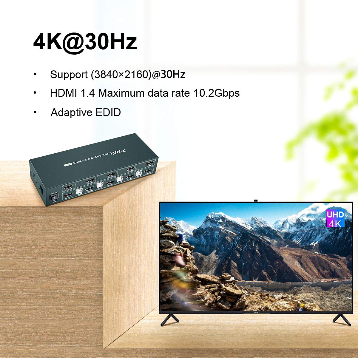 HDMI KVM Switch Dual Monitor 4 Port 4K@30Hz D955820