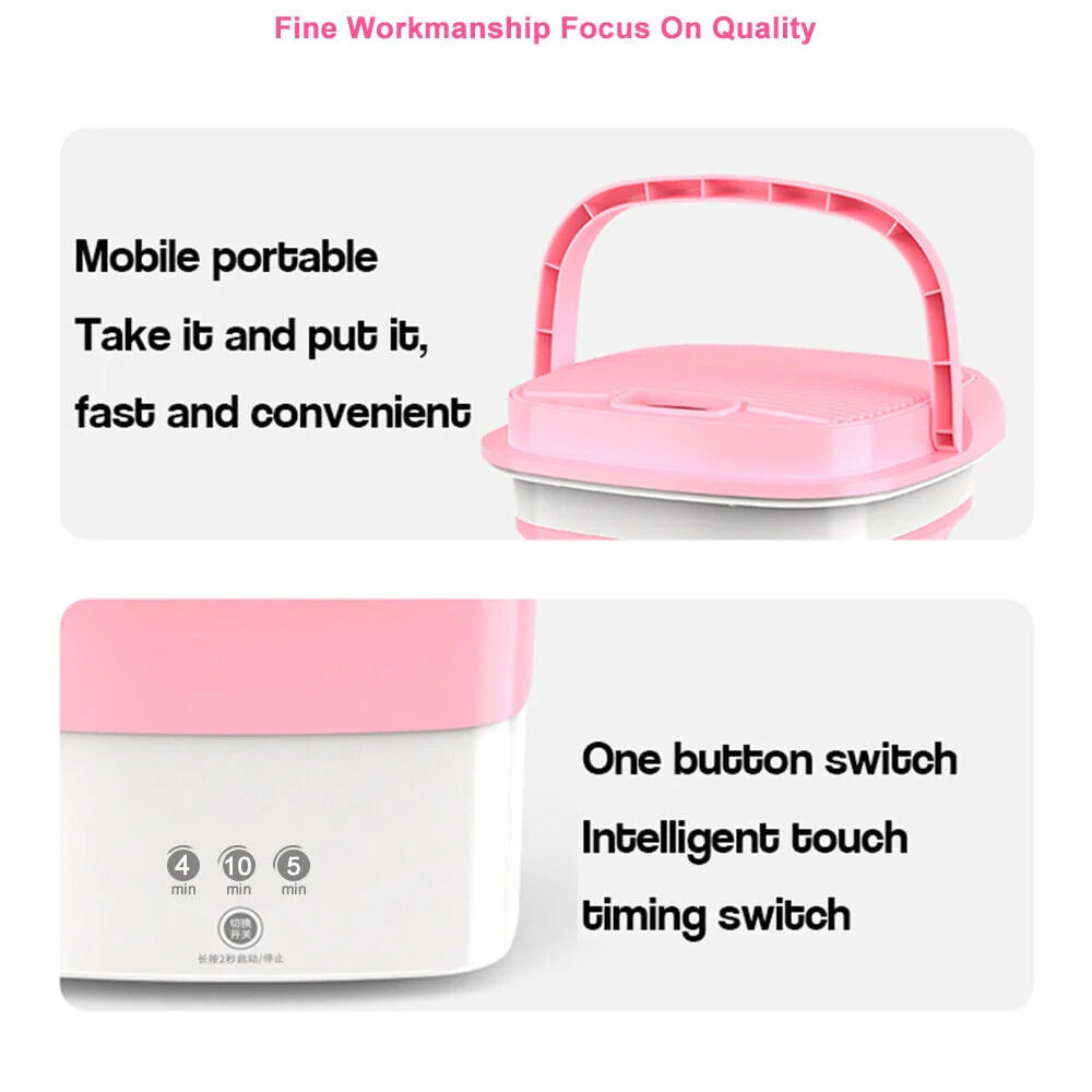 Portable Mini Washer with Dryer Pink B9352