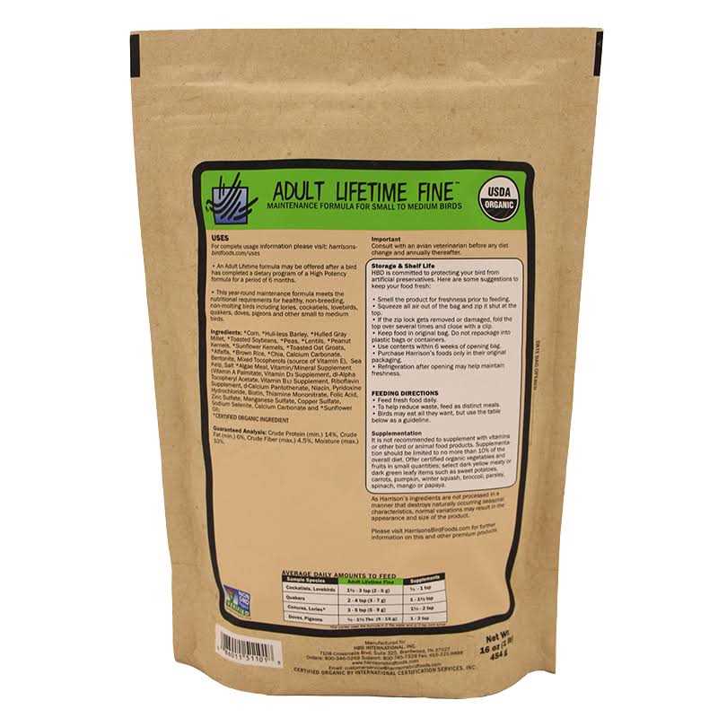 Adult Lifetime Fine Bird Food Y872363
