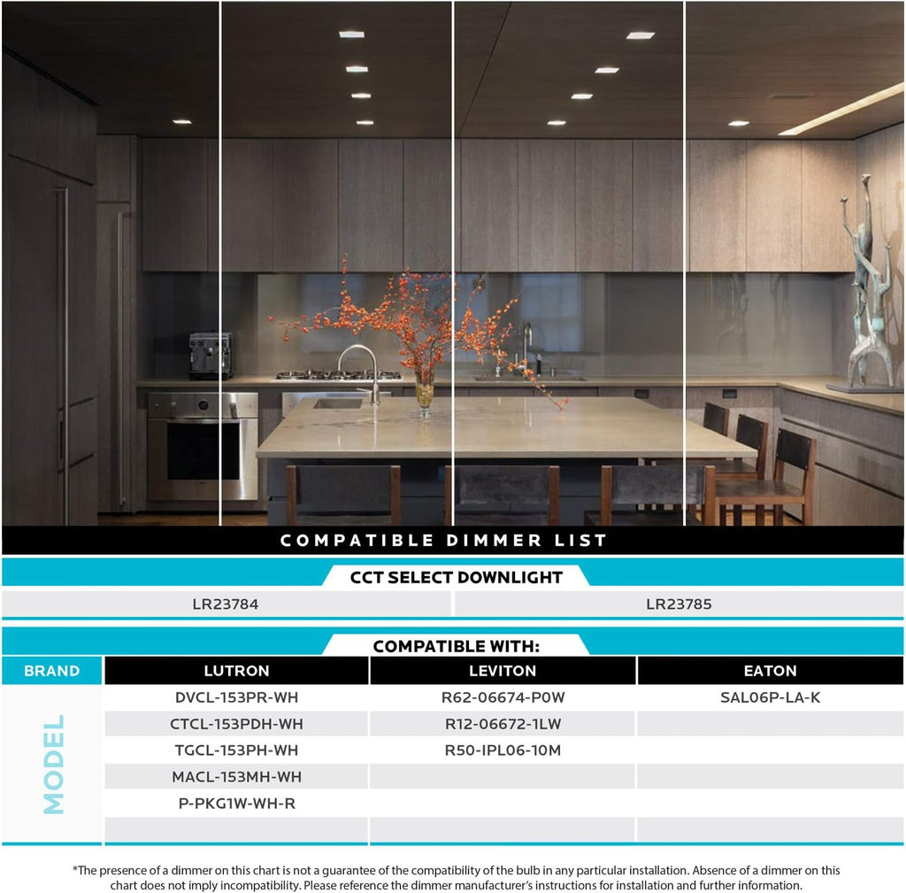 4 Inch Square Recessed LED Can Lights, Selectable CCT, Dimmable, 750 Lumens, CRI 90, Wet Rated (4 Pack) A747