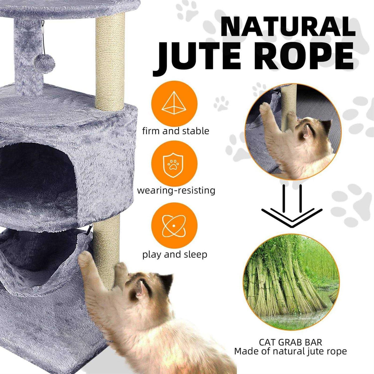 Cat Tree with Scratching Post and Hanging Bed Y936