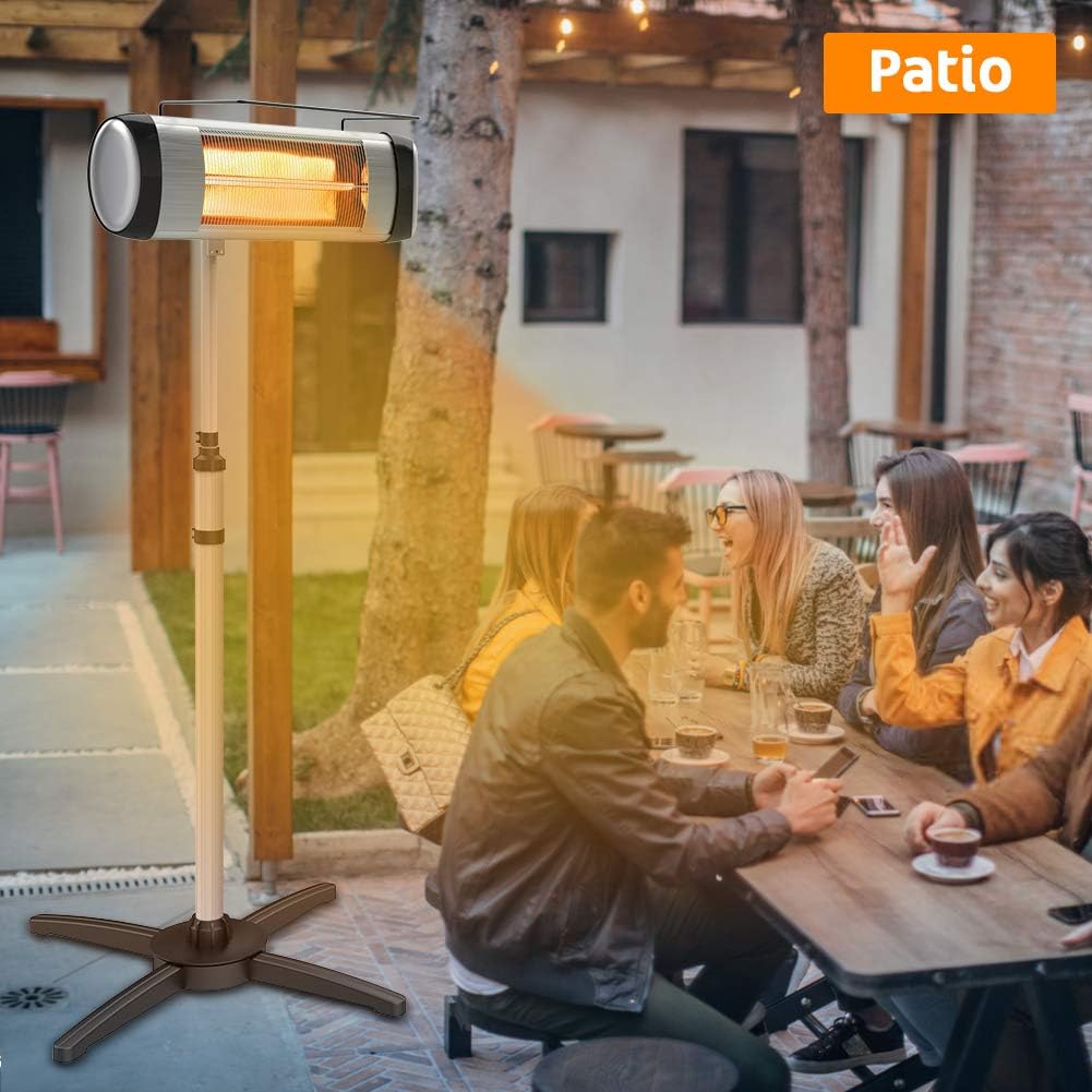 Electric Infrared Patio Heater, Freestanding with Remote Control and 24H Timer A682850