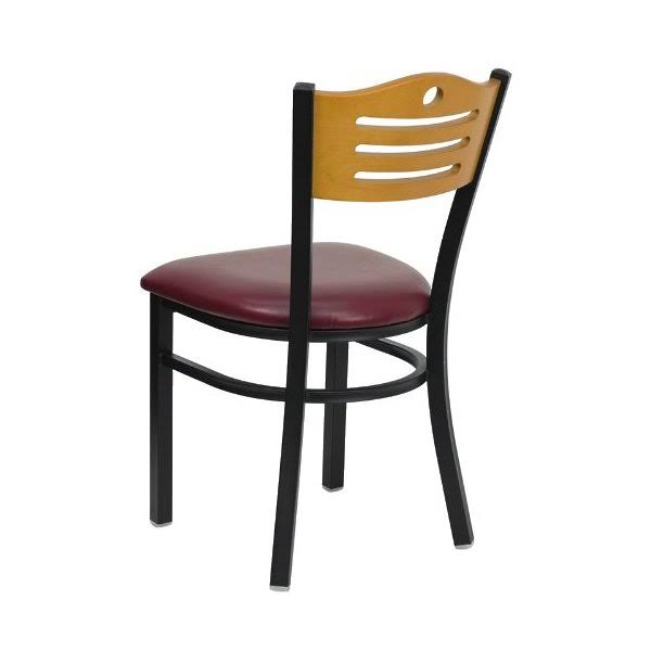 Black Slat Back Metal Restaurant Chair with Wood Back H600