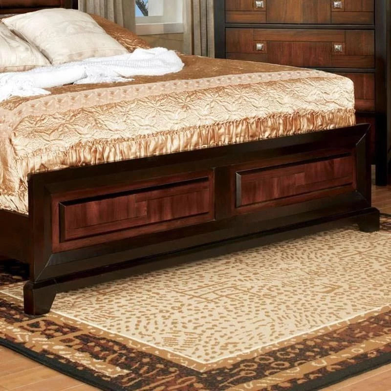 Walnut Acacia Finish 3pc Eastern King Size Bed and 2 Nightstands T80787